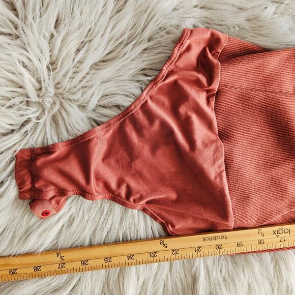 Lulus Bodysuit Medium Dusty Rose Pink Ribbed One Piece Cross Back Sleeveless - Picture 12 of 16